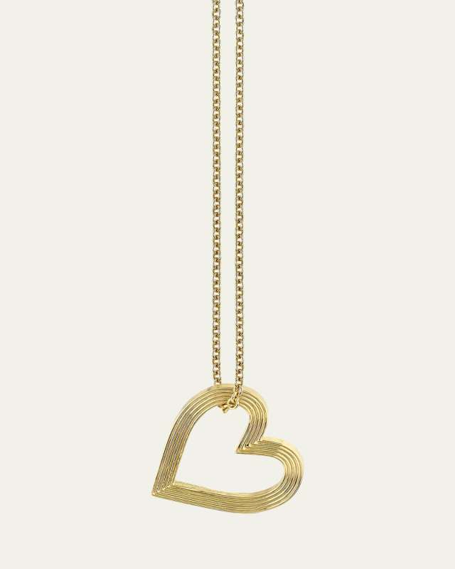 14K Yellow Gold Fluted Heart Charm